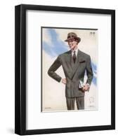 Frenchman in a Formal Pin- Striped Suit with a Double- Breasted Jacket with Long Lapels-Jean Darroux-Framed Art Print