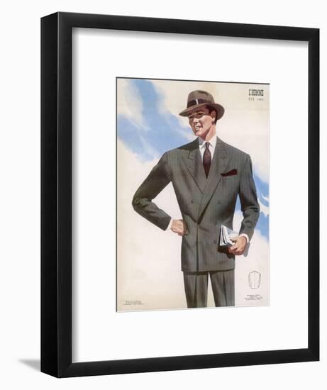 Frenchman in a Formal Pin- Striped Suit with a Double- Breasted Jacket with Long Lapels-Jean Darroux-Framed Art Print