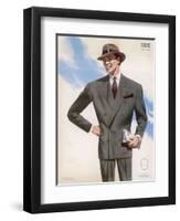 Frenchman in a Formal Pin- Striped Suit with a Double- Breasted Jacket with Long Lapels-Jean Darroux-Framed Art Print