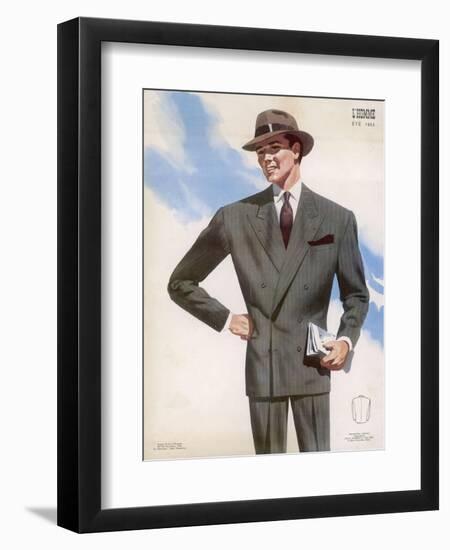 Frenchman in a Formal Pin- Striped Suit with a Double- Breasted Jacket with Long Lapels-Jean Darroux-Framed Art Print