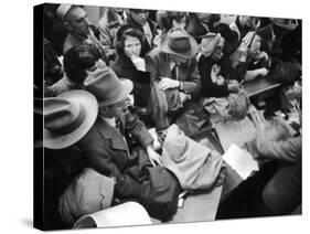 Frenzied Shoppers Crowd around Busy Cashier During Hearn's Department Stores Bargain Rush Sale-Lisa Larsen-Stretched Canvas