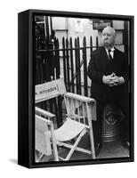 FRENZY, 1972 directed by ALFRED HITCHCOCK Alfred Hitchcock on the set (b/w photo)-null-Framed Stretched Canvas