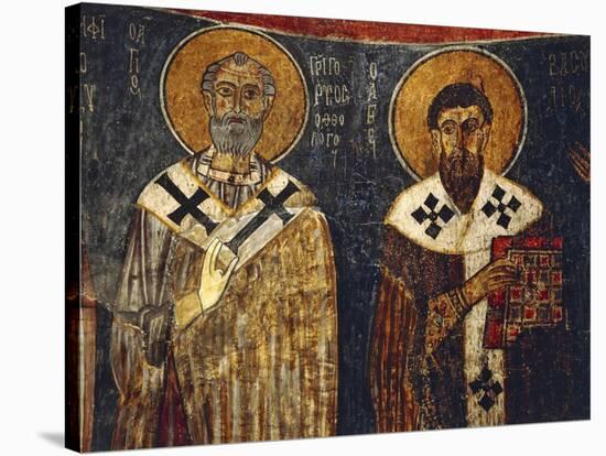 Fresco Depiciting St Basil the Great and St Gregory-null-Stretched Canvas