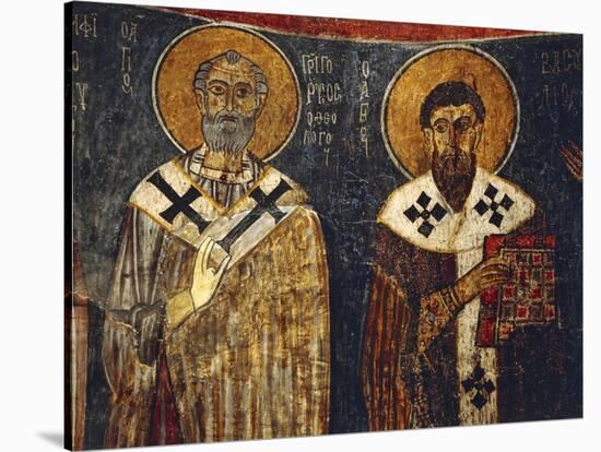 Fresco Depiciting St Basil the Great and St Gregory-null-Stretched Canvas