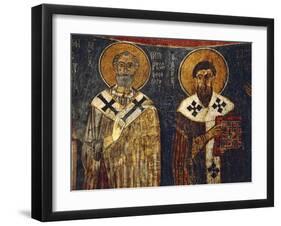 Fresco Depiciting St Basil the Great and St Gregory-null-Framed Giclee Print