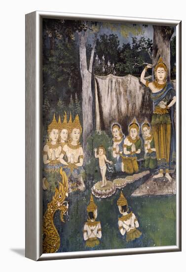 Fresco depicting Buddha as a child in a scene of the Buddha's life in Wat Phra Doi Suthep-Godong-Framed Photographic Print