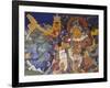 Fresco Depicting Colorful Deities-null-Framed Giclee Print