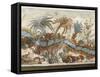 Fresco Depicting River Landscape, from Akrotiri, Thera Island, Santorini, Greece, Detail-null-Framed Stretched Canvas