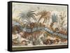 Fresco Depicting River Landscape, from Akrotiri, Thera Island, Santorini, Greece, Detail-null-Framed Stretched Canvas