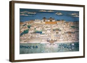 Fresco Depicting the City in Ganden Sumtsenling Monastery (Gompa)-null-Framed Giclee Print