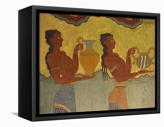 Fresco Detail, Knossos, Crete, Greece, Europe-Harding Robert-Framed Stretched Canvas