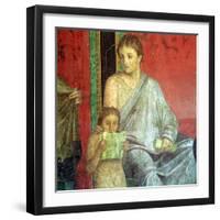 Fresco Detail, Young Girl Reading, 1st Century BC-null-Framed Giclee Print