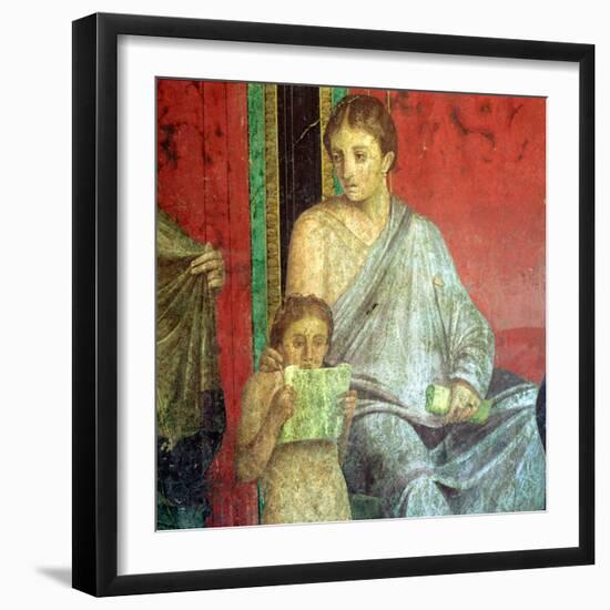 Fresco Detail, Young Girl Reading, 1st Century BC-null-Framed Giclee Print