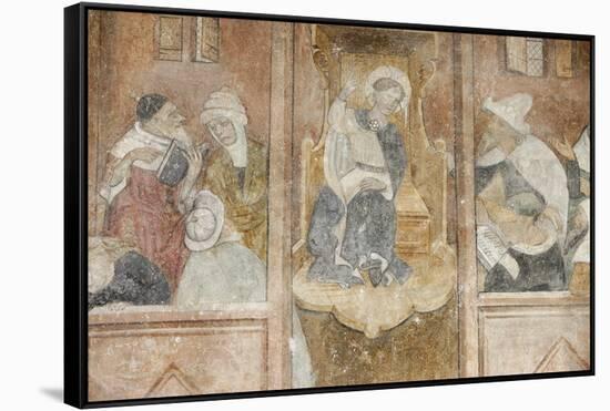 Fresco of Jesus with the Rabbis, Abondance abbey church, Abondance, Haute Savoie, France-Godong-Framed Stretched Canvas