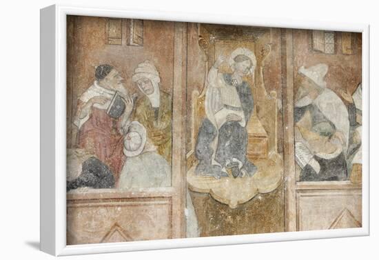 Fresco of Jesus with the Rabbis, Abondance abbey church, Abondance, Haute Savoie, France-Godong-Framed Photographic Print