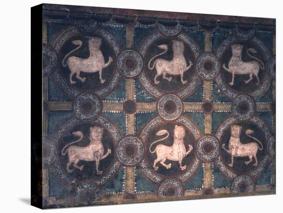 Fresco of Lions on Decorative Ground, 11th C-null-Stretched Canvas