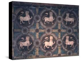 Fresco of Lions on Decorative Ground, 11th C-null-Stretched Canvas