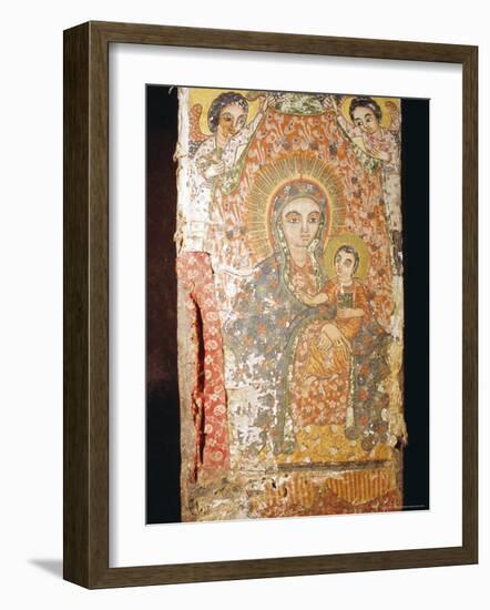 Fresco of Madonna and Child, St. Mary's Church (Bieta Maryam), Wollo Region, Lalibela, Ethiopia-J P De Manne-Framed Photographic Print