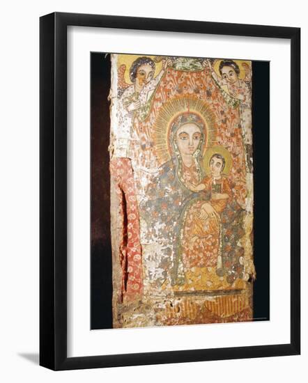 Fresco of Madonna and Child, St. Mary's Church (Bieta Maryam), Wollo Region, Lalibela, Ethiopia-J P De Manne-Framed Photographic Print