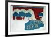 Fresco of the royal court of the Minoan palace at Knossos, 18th century BC-Unknown-Framed Giclee Print