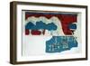 Fresco of the royal court of the Minoan palace at Knossos, 18th century BC-Unknown-Framed Giclee Print