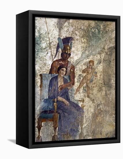 Fresco of Venus Seduced By Mars With Cupid and Maid, House of Punished Love From Pompeii-null-Framed Stretched Canvas