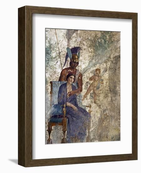 Fresco of Venus Seduced By Mars With Cupid and Maid, House of Punished Love From Pompeii-null-Framed Photographic Print