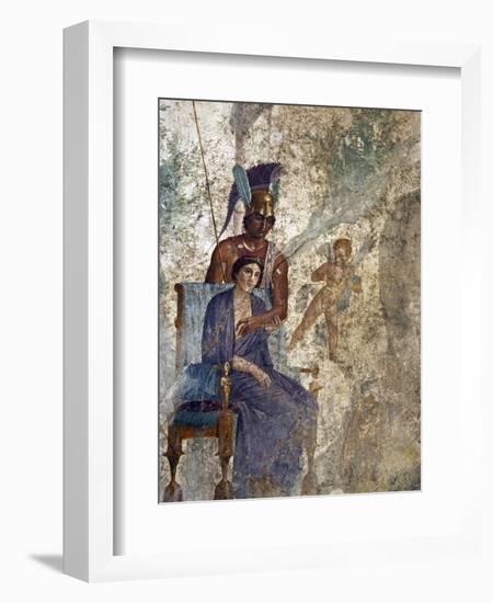 Fresco of Venus Seduced By Mars With Cupid and Maid, House of Punished Love From Pompeii-null-Framed Photographic Print