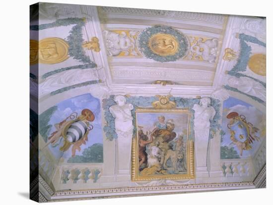 Frescoes in Gallery at Villa Chigi, Rome-Pietro da Cortona-Stretched Canvas