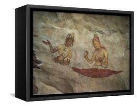 Frescoes of Cloud Maidens on the Rock at Sigiriya, Dating from the 5th Century AD, Sri Lanka-David Beatty-Framed Stretched Canvas