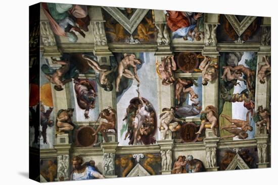 Frescoes of the Ceiling of Sistine Chapel-Michelangelo Buonarroti-Stretched Canvas