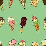 Seamless Pattern with Ice Cream. Vector Illustration-frescomovie-Art Print