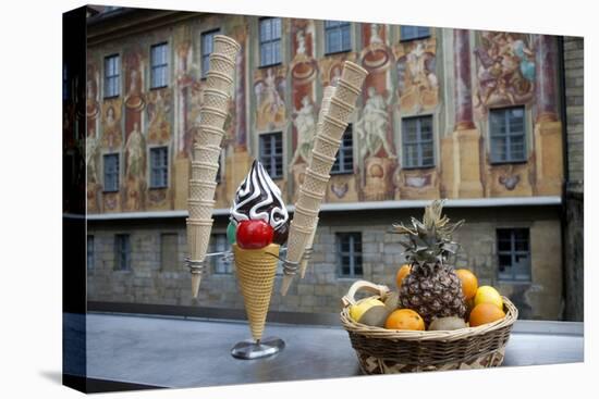 Frescos on Old Town Hall in Bamburg, Germany-Dave Bartruff-Stretched Canvas