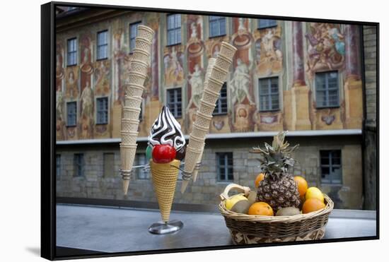 Frescos on Old Town Hall in Bamburg, Germany-Dave Bartruff-Framed Stretched Canvas