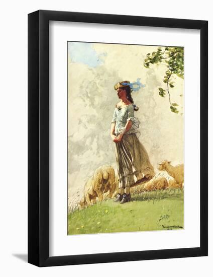 Fresh Air with Sheep-Winslow Homer-Framed Giclee Print