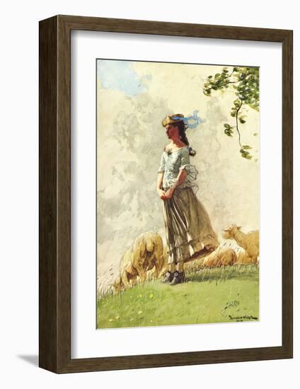 Fresh Air with Sheep-Winslow Homer-Framed Giclee Print