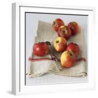 Fresh Apples on Linen Cloth with Peeler-Michael Paul-Framed Photographic Print