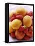 Fresh Apricots, Nectarines and Strawberries on Plate-Foodcollection-Framed Stretched Canvas