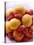 Fresh Apricots, Nectarines and Strawberries on Plate-Foodcollection-Stretched Canvas