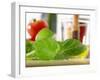 Fresh Basil with Olive Oil and Tomatoes-Foodcollection-Framed Photographic Print