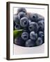 Fresh Blueberries with Leaf in Bowl-null-Framed Photographic Print