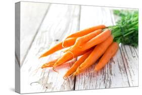 Fresh Carrots on Wooden Background-Kesu01-Stretched Canvas