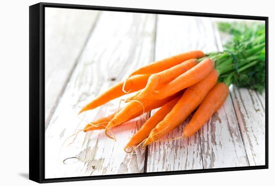 Fresh Carrots on Wooden Background-Kesu01-Framed Stretched Canvas