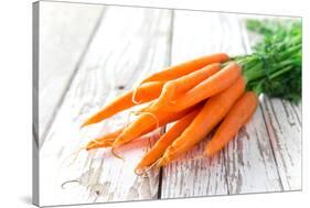 Fresh Carrots on Wooden Background-Kesu01-Stretched Canvas