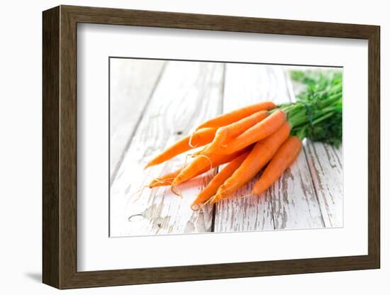 Fresh Carrots on Wooden Background-Kesu01-Framed Photographic Print