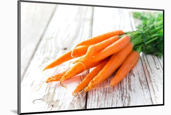 Fresh Carrots on Wooden Background-Kesu01-Mounted Photographic Print