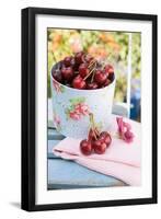 Fresh Cherries on a Garden Table-Eising Studio - Food Photo and Video-Framed Photographic Print