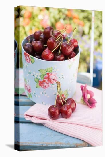 Fresh Cherries on a Garden Table-Eising Studio - Food Photo and Video-Stretched Canvas