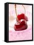 Fresh Cherries on Whipped Cream-null-Framed Stretched Canvas