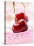 Fresh Cherries on Whipped Cream-null-Stretched Canvas